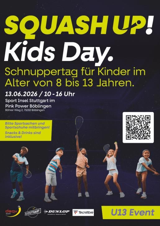 Squash Up! Kids Day Schnuppertag speziell für Kinder zwischen 8 und 13 Jahren