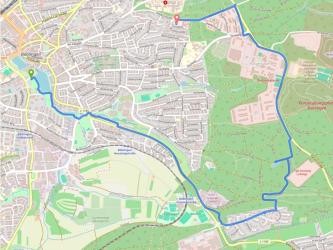 Karte zur Fahrradtour durch den Böblinger Osten mit OB Dr. Stefan Belz