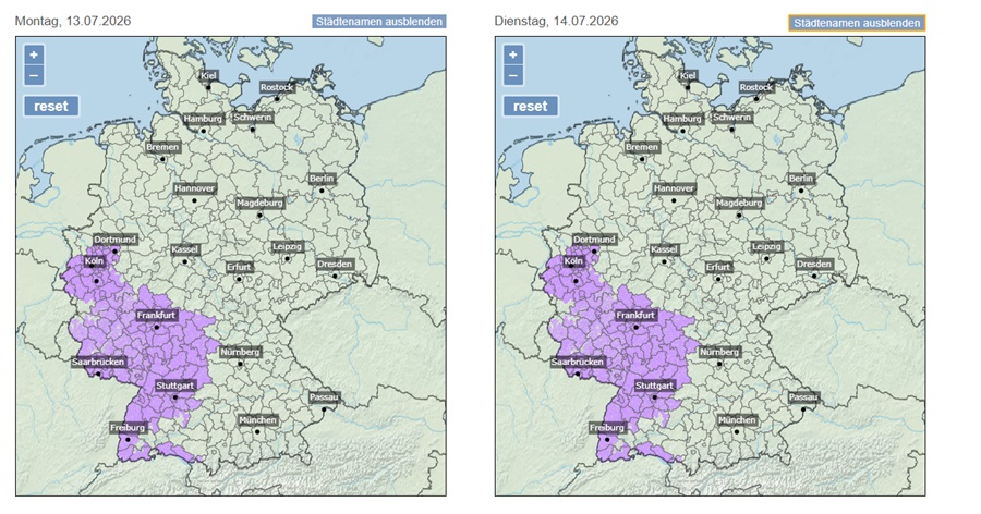 Hitzewarnsystem des Deutschen Wetterdienstes Hitzewarnungen
