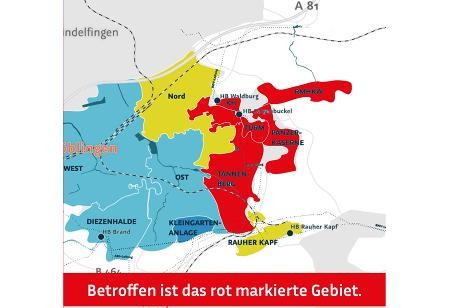 Karte mit Gebieten von Böblingen