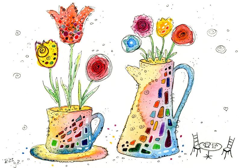 Kaffeezeit mit Blumen, Bild Y. Paetel