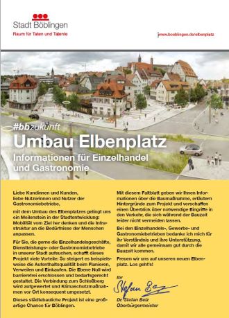 Flyer Umbau Elbenplatz für Einzelhandel und Gastronomie